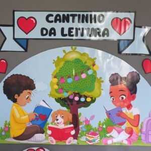 Mural cantinho da leitura (tema- Eu amo ler)