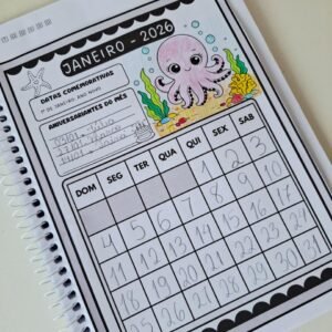 Complete o calendário - Fundo do mar 2026